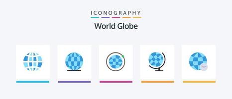 paquete de iconos de globo plano 5 que incluye. web. Internet. Internet. globo. diseño de iconos creativos vector