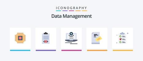 Data Management Flat 5 Icon Pack Including pad. ticket. list. pass. monitor. Creative Icons Design vector