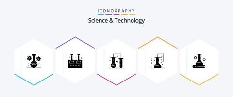 Science And Technology 25 Glyph icon pack including science information. science and education. lab glassware. scientific research. science lab vector