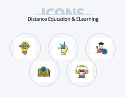 diseño de iconos llenos de línea de educación a distancia y elearning paquete de iconos 5. . luz. éxito. bulbo. arte vector