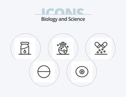 paquete de iconos de línea de biología 5 diseño de iconos. laboratorio. química. laboratorio. biología. biología vector