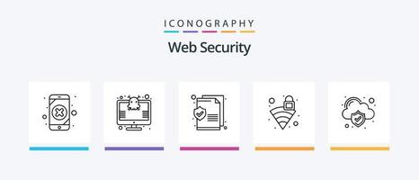 paquete de iconos de línea de seguridad web 5 que incluye cibernético. seguridad. prohibición. cerrar con llave. nube. diseño de iconos creativos vector