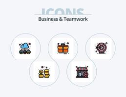 línea de negocios y trabajo en equipo lleno de icono paquete 5 diseño de icono. . equipo. centro. gente. nube vector