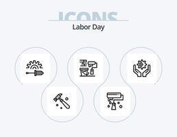 diseño de iconos del paquete de iconos de línea del día del trabajo 5. chaqueta. ladrillos hardware. ladrillo. sostener vector