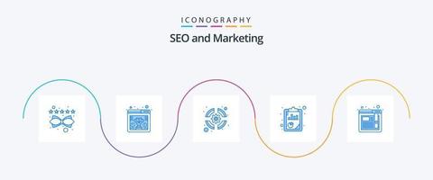 paquete de iconos seo blue 5 que incluye navegador. analisis seo boya salvavidas. SEO análisis vector