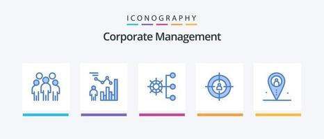 paquete de iconos azul 5 de administración corporativa que incluye marketing. audiencia. gestión. organización. corporativo. diseño de iconos creativos vector