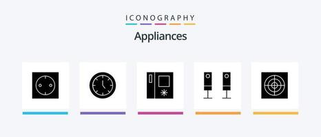 paquete de iconos de glifo 5 de electrodomésticos que incluye ventilador. baño. refrigerador. sistema. eléctrico. diseño de iconos creativos vector