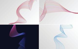 Our pack of 4 vector backgrounds includes abstract waving lines