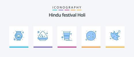 Holi Blue 5 Icon Pack Including . marijuana. glass. leaf. moon. Creative Icons Design vector