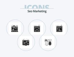 seo marketing glyph icon pack 5 diseño de iconos. marketing. web. marketing. gestión. documento vector