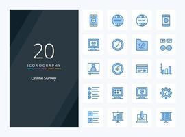 20 Online Survey Blue Color icon for presentation vector