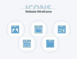 Website Wireframe Blue Icon Pack 5 Icon Design. web. internet. website. password. web vector