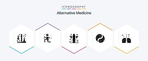 paquete de iconos de 25 glifos de medicina alternativa que incluye yin. unidad. cuidado. taoísmo medicamento vector