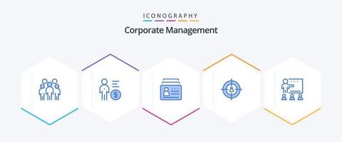 Corporate Management 25 Blue icon pack including marketing. audience. money. identification. document vector