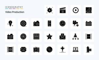 25 Video Production Solid Glyph icon pack vector