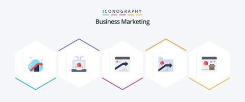 marketing empresarial 25 paquete de iconos planos que incluye carpeta. negocio. informe. SEO crecimiento vector