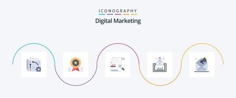 Digital Marketing Flat 5 Icon Pack Including website. launch. medal. report. file vector