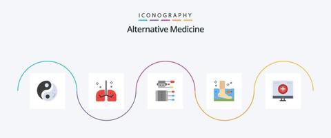 paquete de iconos planos de medicina alternativa 5 que incluye spa. pez. médico. spa. medicamento vector