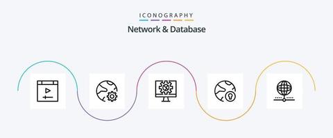 paquete de iconos de línea 5 de red y base de datos, incluido en línea. global. red. en línea vector