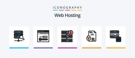 Web Hosting Line Filled 5 Icon Pack Including server downgrade . downgrade . server. wrench. Creative Icons Design vector