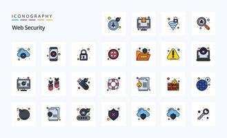 paquete de iconos de estilo lleno de línea de seguridad web 25 vector