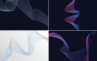 Create a professional aesthetic with this set of 4 vector line backgrounds