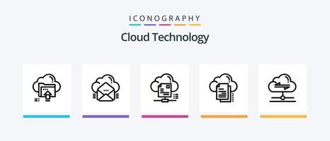 Cloud Technology Line 5 Icon Pack Including timer. dashboard. cloud. computing. down. Creative Icons Design vector