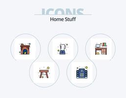 paquete de iconos llenos de línea de cosas para el hogar 5 diseño de iconos. refrigerador. luz. café. lámpara. eléctrico vector