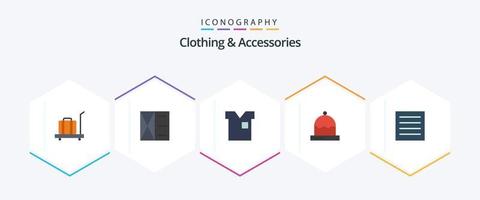 Clothing and Accessories 25 Flat icon pack including care. hat. clothes. clothing. t shirt vector