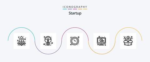 paquete de iconos de la línea de inicio 5 que incluye recaudación de fondos. ppc. reloj. por. hacer clic vector