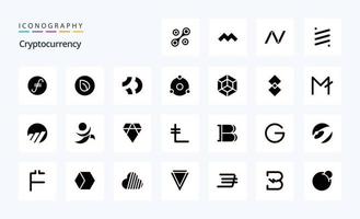 25 Cryptocurrency Solid Glyph icon pack vector