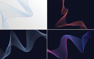 Our pack of 4 vector backgrounds includes waving lines and geometric patterns