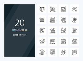 20 School And Science Outline icon for presentation vector