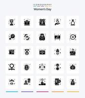 Creative Womens Day 25 Glyph Solid Black icon pack  Such As ring. heart. calendar. day. eight vector