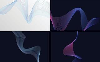 Our set of 4 vector backgrounds includes abstract waving lines and wave patterns