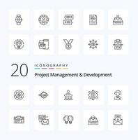 20 Project Management And Development Line icon Pack like eye teamwork writing team production vector