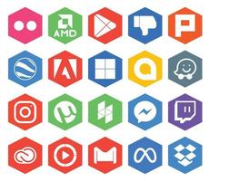 20 Social Media Icon Pack Including cc twitch delicious messenger utorrent vector