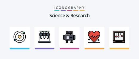 la línea de ciencia llenó el paquete de 5 íconos que incluye . ciencia. ciencia. átomo. diseño de iconos creativos vector