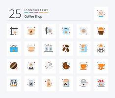 Coffee Shop 25 Flat Color icon pack including order. list. board. coffee. signal vector