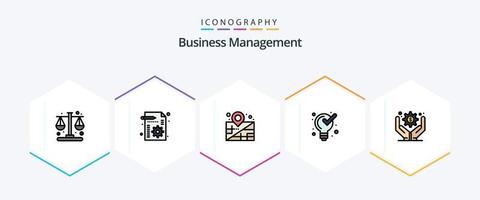 Business Management 25 FilledLine icon pack including business operations. business administration. location. solution. management vector