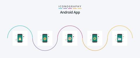 Android App Flat 5 Icon Pack Including explore. device. gadget. setting. gear vector