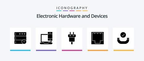 paquete de iconos de glifo 5 de dispositivos que incluye puerto. Internet. cargar. ethernet fuerza. diseño de iconos creativos vector