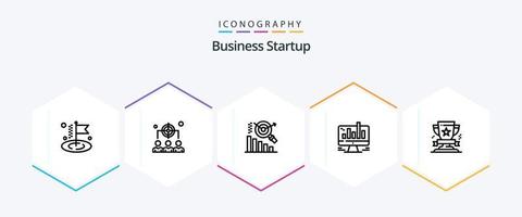 paquete de iconos de 25 líneas de inicio de negocios que incluye gráfico. cuadro . gestión. negocio . buscar vector