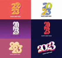 Big Collection of 2023 Happy New Year symbols Cover of business diary for 2023 with wishes vector