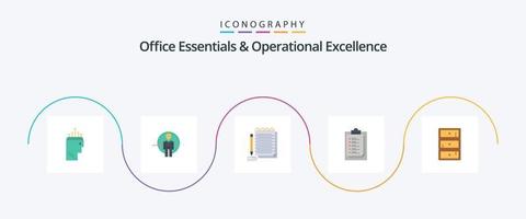 paquete de íconos de 5 elementos básicos de oficina y excelencia operativa que incluye caja fuerte. resultado. identidad. boleta de calificaciones novedoso vector