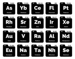 diseño de paquete de iconos de 20 tablas preiodicas de los elementos vector