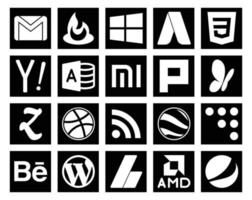 20 Social Media Icon Pack Including coderwall rss search dribbble msn vector