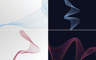 Enhance your design with this set of 4 abstract waving line vector backgrounds