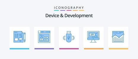 Device And Development Blue 5 Icon Pack Including web. education. usb . coding. computer. Creative Icons Design vector