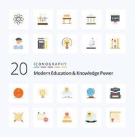 20 Modern Education And Knowledge Power Flat Color icon Pack like backbag web cloud globe world vector